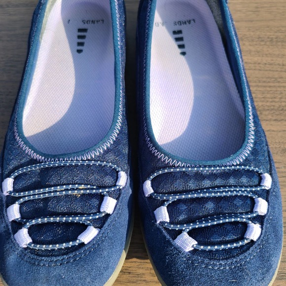 Lands' End Casual Bungee Blue Suede Slip On Shoes Women's 7B - Picture 2 of 10